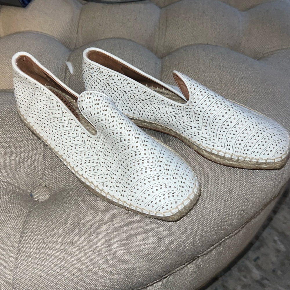 Alaïa Laser-Cut Leather Espadrilles- White